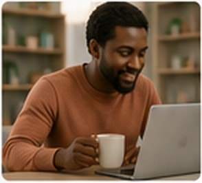 Caregiver at laptop