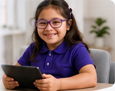 Child with tablet learning